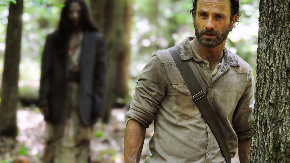 Andrew Lincoln plays Rick Grimes, a former lawman leading a band of survivors in the zombie apocalypse, in AMC’s hit cable series “The Walking Dead.” 