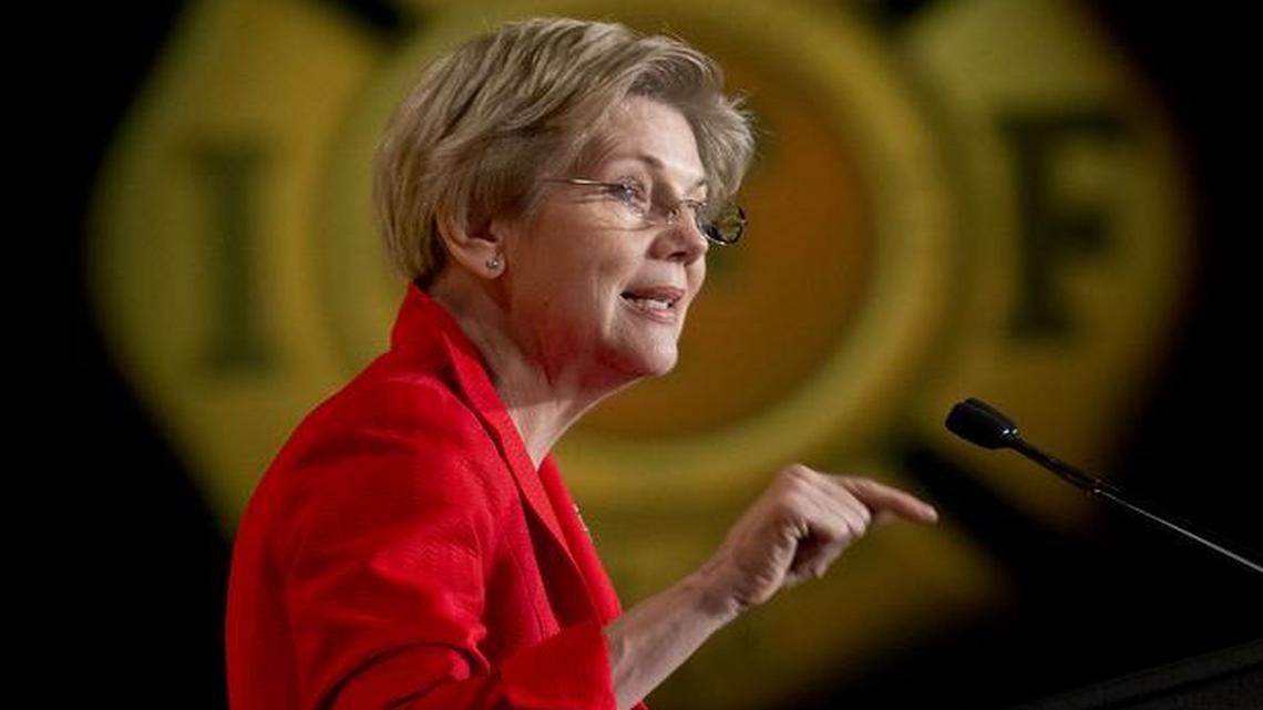 
After Sen. Elizabeth Warren, D-Mass., spoke at the International Association of Firefighters Legislative Conference in Washington, Monday, March 9, 2015, she gave about 40 Massachusetts firefighters a fiery pep talk at a nearby hall. “I’ve got your back,” she said, almost shouting, “and I’ll do everything I can for you.” 
 
