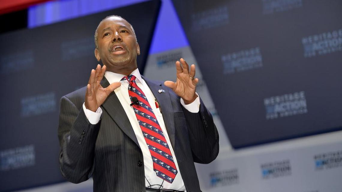 
Republican presidential candidate Ben Carson speaks in Greenville, S.C., on Friday.
