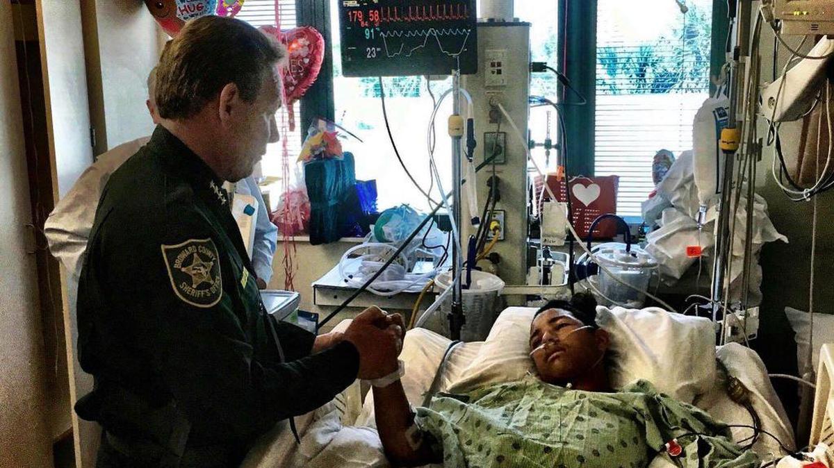 Broward County Sheriff Scott Israel visited Anthony Borges in the hospital on Sunday.