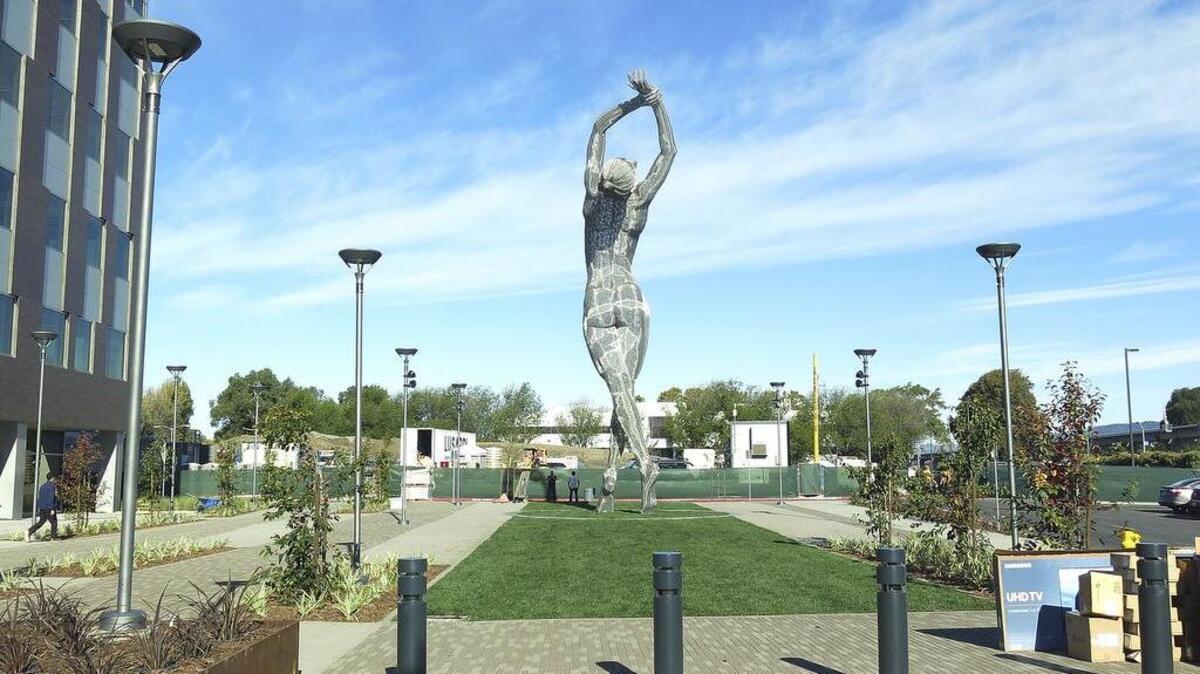 A 55-foot nude statue stands in San Leandro, Calif. The statue of a naked woman is stirring controversy and a lot of conversation.