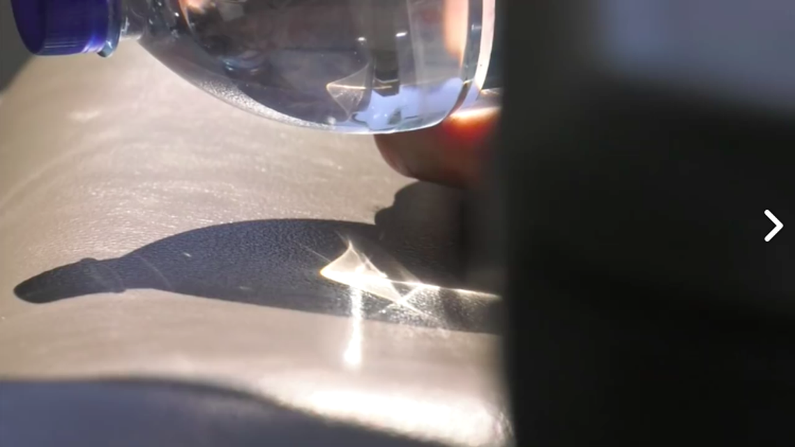 Leaving a water bottle in your car in direct sunlight can be a fire hazard, according to fire department officials.