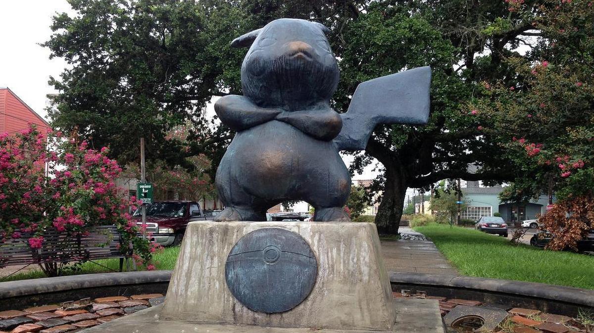 A statue of pikachu, an iconic pokémon, mysteriously appeared in a New Orleans park over the weekend.