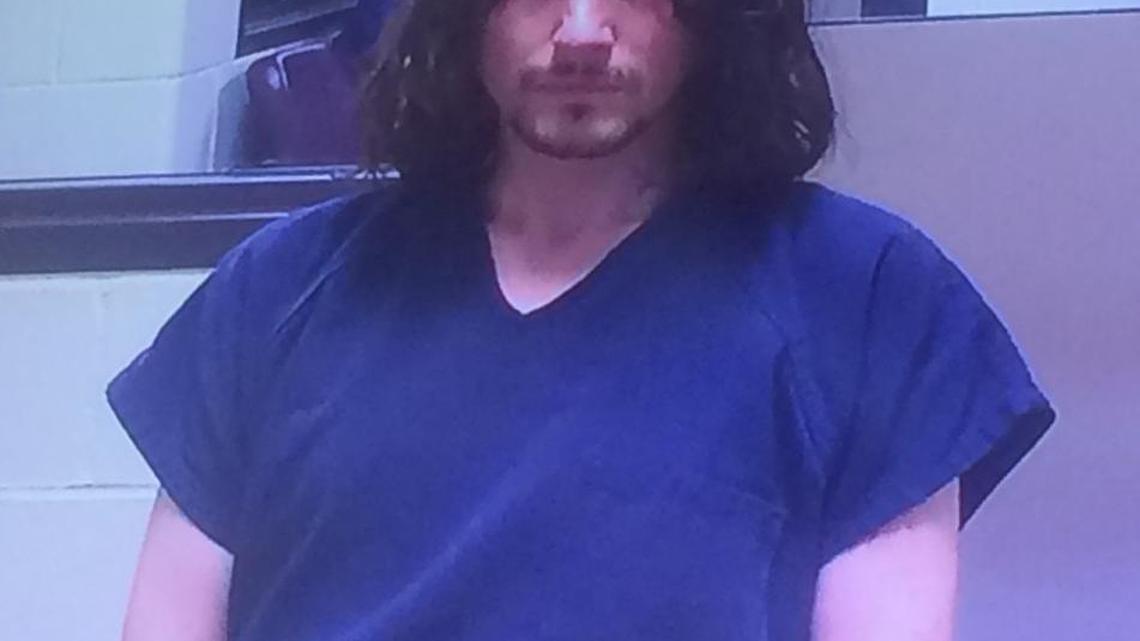 Beezow Doo-doo Zopittybop-bop-bop was arrested Sunday for allegedly assaulting a police officer at The Evergreen State College. He is pictured Monday during his preliminary hearing at Thurston County Superior Court.