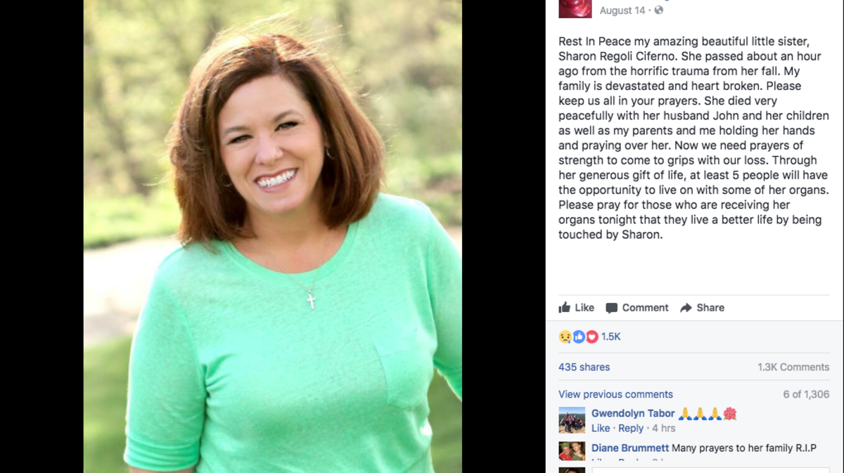 Sharon Regoli Ciferno, a Pennsylvania middle school teacher, tragically died after she fell off a balcony in Mexico.
