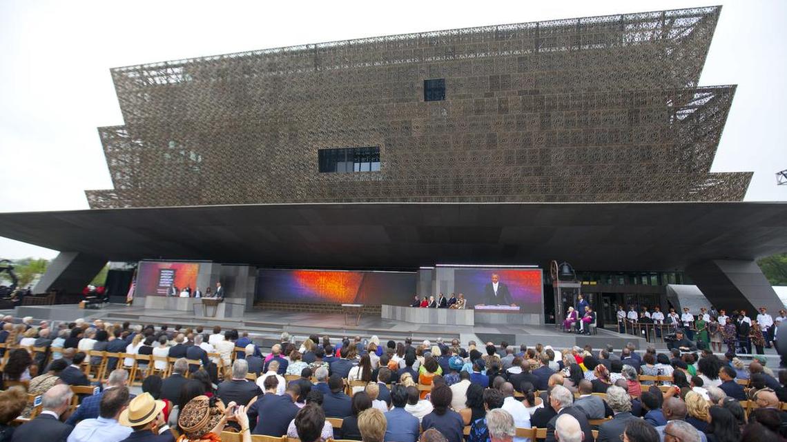 President Barack Obama speaks during the dedication ceremony for the Smithsonian Museum of African American History and Culture on the National Mall in Washington, Saturday, Sept. 24, 2016.