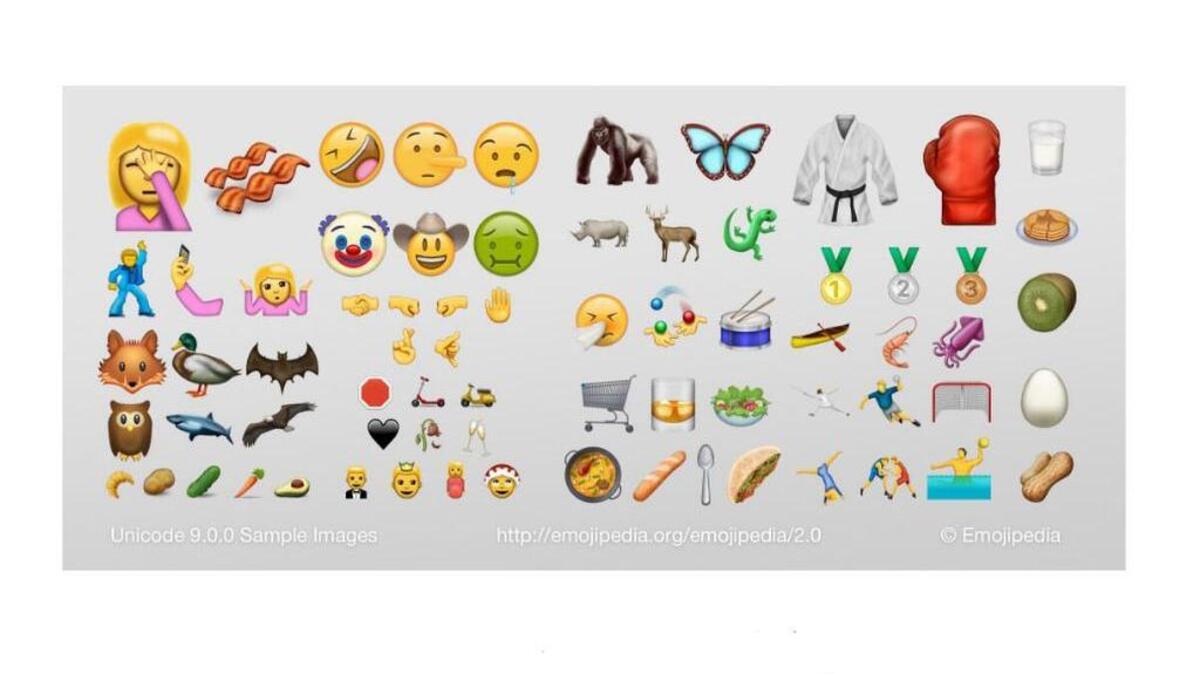 Some of the new emoji set to be released in June.
