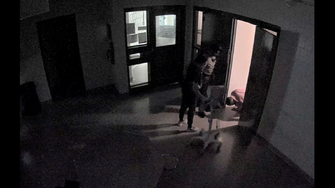 Lucas Bellamy on the floor of his jail cell.