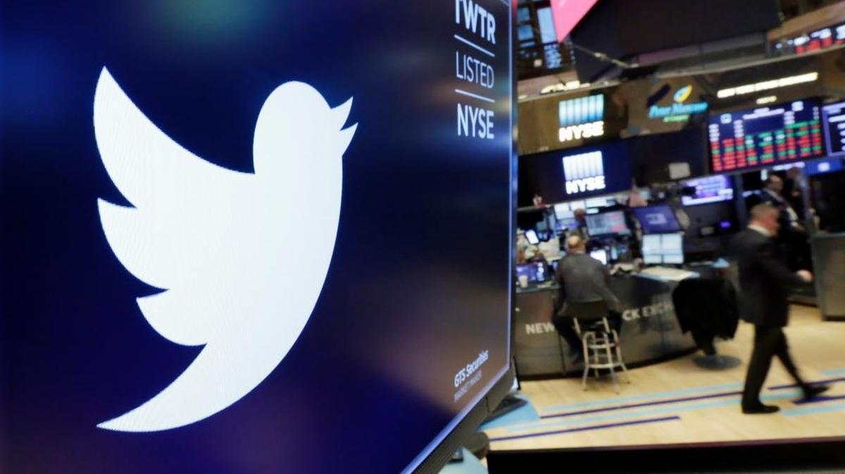 The logo for Twitter is displayed above a trading post on the floor of the New York Stock Exchange, on Feb. 8, 2018. Twitter is among the social media giants coming under criticism for allowing misinformation to flow.