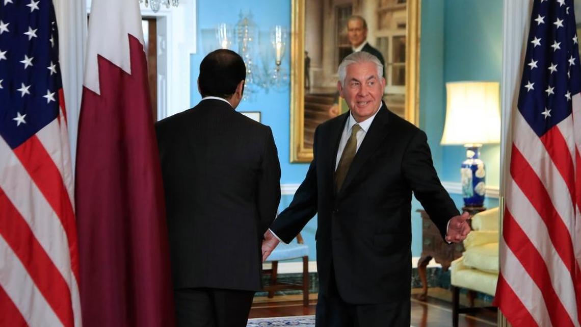 Secretary of State Rex Tillerson gestures as he responds to a reporter's question at the State Department in Washington, Wednesday, July 26, 2017.