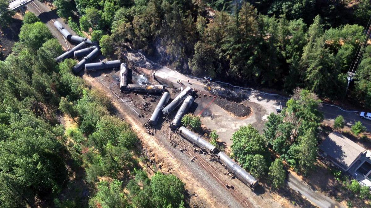 The Union Pacific Railroad says it had inspected the track where an oil train derailed Friday near Mosier, Ore., at least six times since March 21.