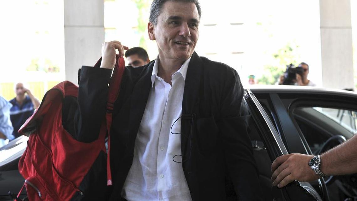 
Greek Finance Minister Euclid Tsakalotos arrives for a meeting with senior negotiators at a hotel in Athens on July 31. Greece has essentially concluded its bailout talks with its creditors, with just a few details remaining for the deal to be formally clinched, Greek officials said Tuesday, Aug. 11.
