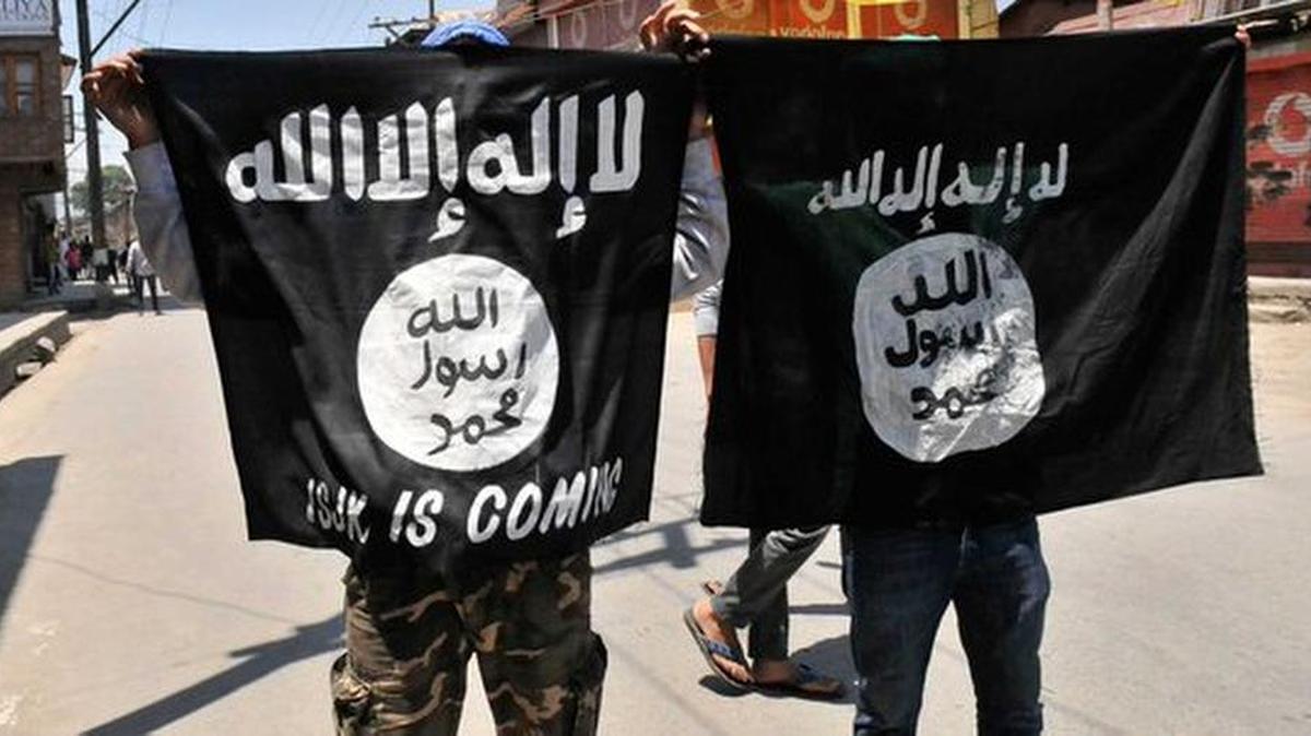 A photograph of the ISIS flag is displayed on the Amaq news agency website.