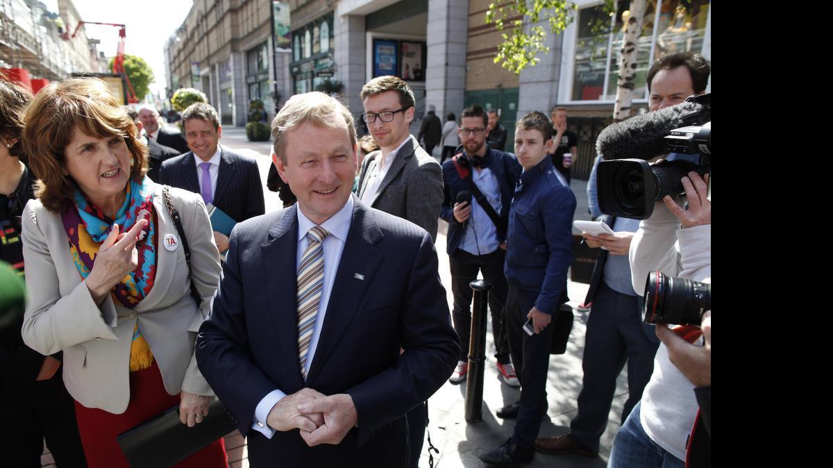 
Irish Prime Minister Enda Kenny arrives to meet with members of the Yes Equality campaign during a photo call in Dublin, Ireland, May 21, 2015. The Irish Prime Minister is appealing to Ireland's voters to support the legalization of gay marriage in a referendum that pits the power of the Catholic Church against his government.
