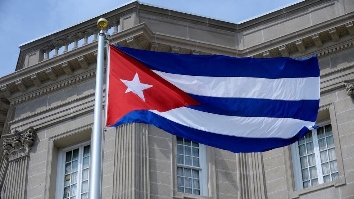 The Cuban flag in front of the country’s embassy in Washington.