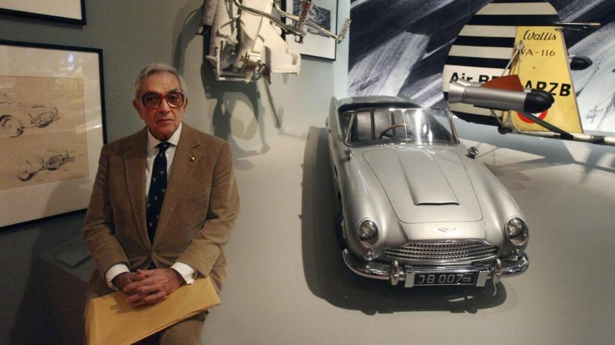 Ken Adam, the set designer for the early Bond films, looks on at the "For Your Eyes Only, Ian Fleming and James Bond" exhibition at the Imperial War Museum in London on April 16, 2008. Adam died at the age of 95.