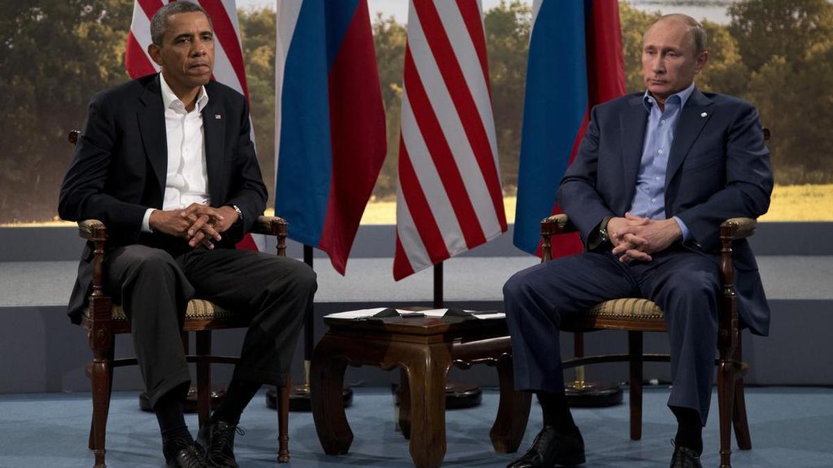 
President Barack Obama and Russian President Vladimir Putin together in June 2013. The two men will meet Monday in New York, their first meeting since November 2014.
