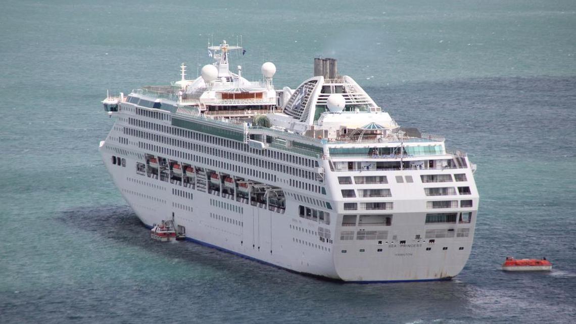 The Sea Princess departs for a cruise.