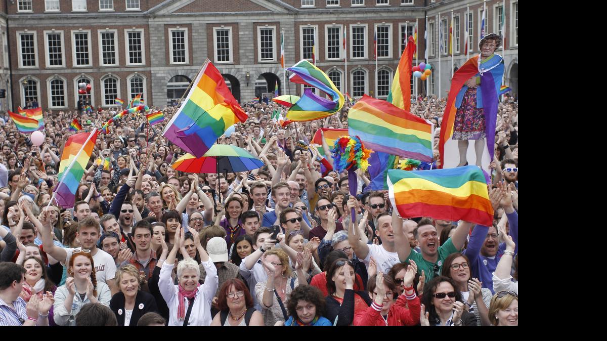 
Yes supporters react at Dublin castle, Ireland, Saturday, May 23, 2015, after Ireland voted resoundingly to legalize gay marriage. On Wednesday, May 27, 2015, Cardinal Pietro Parolin, the Vatican’s secretary of state, said he was saddened by the landslide decision, calling it a “defeat for humanity.”
