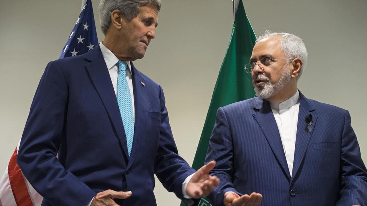 In this Sept. 26, 2015, photo, Secretary of State John Kerry meets with Iranian Foreign Minister Mohammad Javad Zarif at United Nations headquarters.