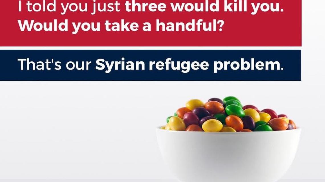 Donald Trump Jr. tweeted this meme about refugees Monday night and was widely criticized for it.