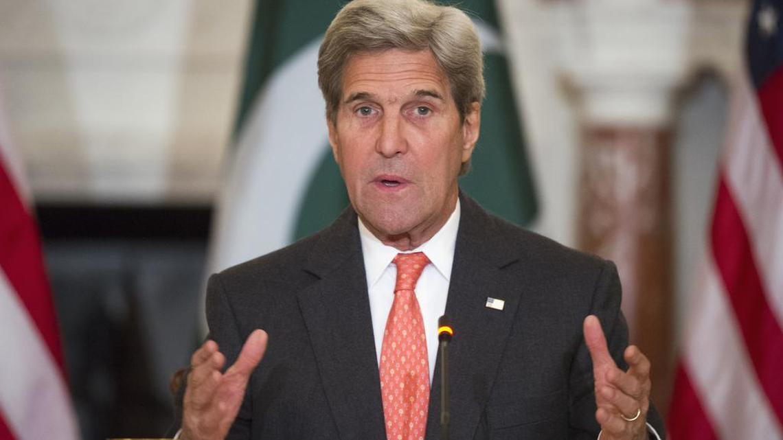 Secretary of State John Kerry speaks Monday in Washington, D.C. Kerry has canceled a planned trip to Cuba in a dispute over human rights and plans to meet Cuban dissidents.