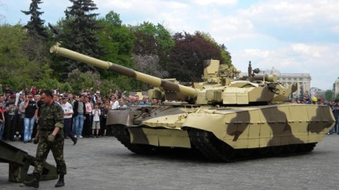 An Oplot tank, manufactured by Ukraine’s state-owned UkrOboronProm arms factory. The factory is producing the tanks at a furious pace as Ukraine’s military rebuilds.