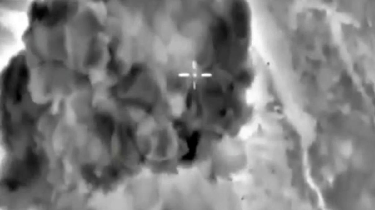 
In this photo made from the footage taken from Russian Defense Ministry official website on Saturday, Oct. 3, 2015, a bomb explosion is seen in Syria. Pentagon officials urged the Russian military on Thursday to focus its airstrikes in Syria on Islamic State fighters rather than opponents of Syrian President Bashar Assad, U.S. administration officials said. 
