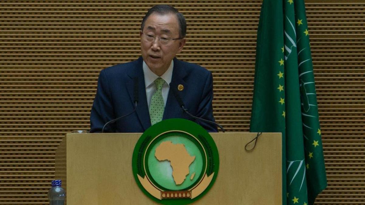 U.N. Secretary General Ban Ki-moon delivers a speech during the opening ceremony of the 26 ordinary of the African Union Summit in Addis Ababa, Ethiopia, on Saturday, Jan. 30, 2016. Ban expresses horror over allegations U.N. peacekeepers and foreign troops sexually abused children in a violence-plagued African country.