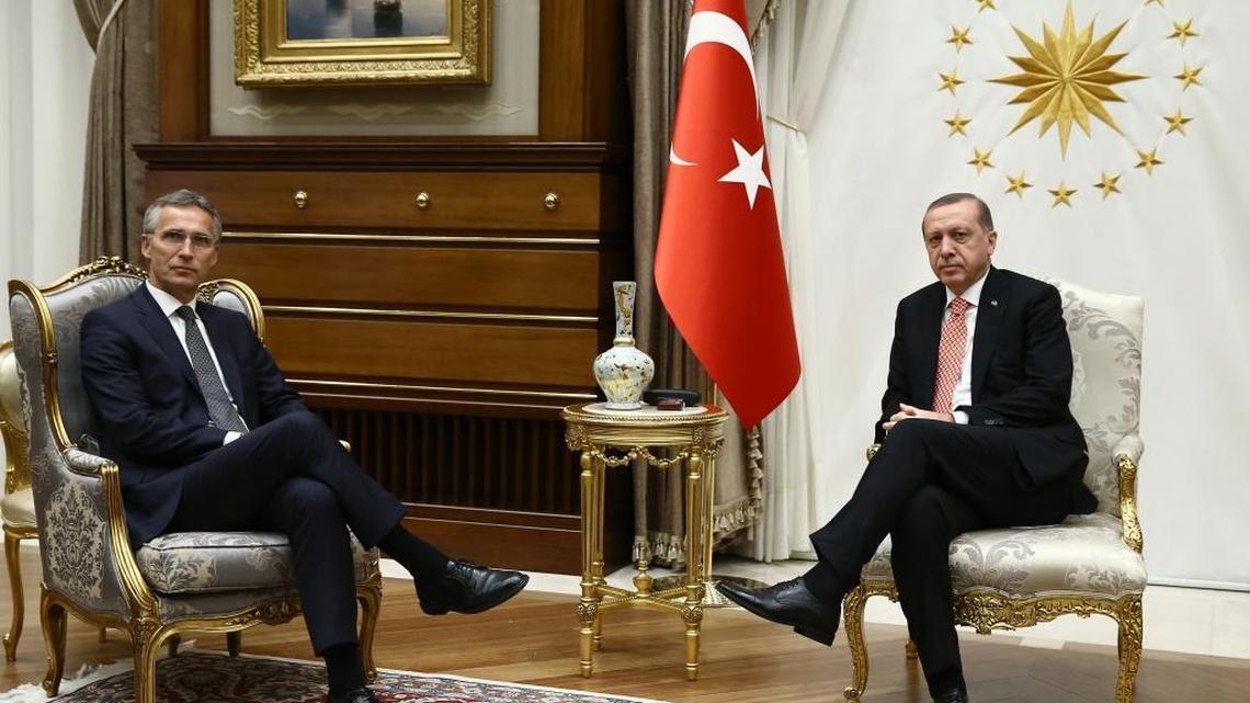 Turkish President Recep Tayyip Erdogan, right, and NATO Secretary-General Jens Stoltenberg met in Ankara on Thursday, Sept. 8, 2016.