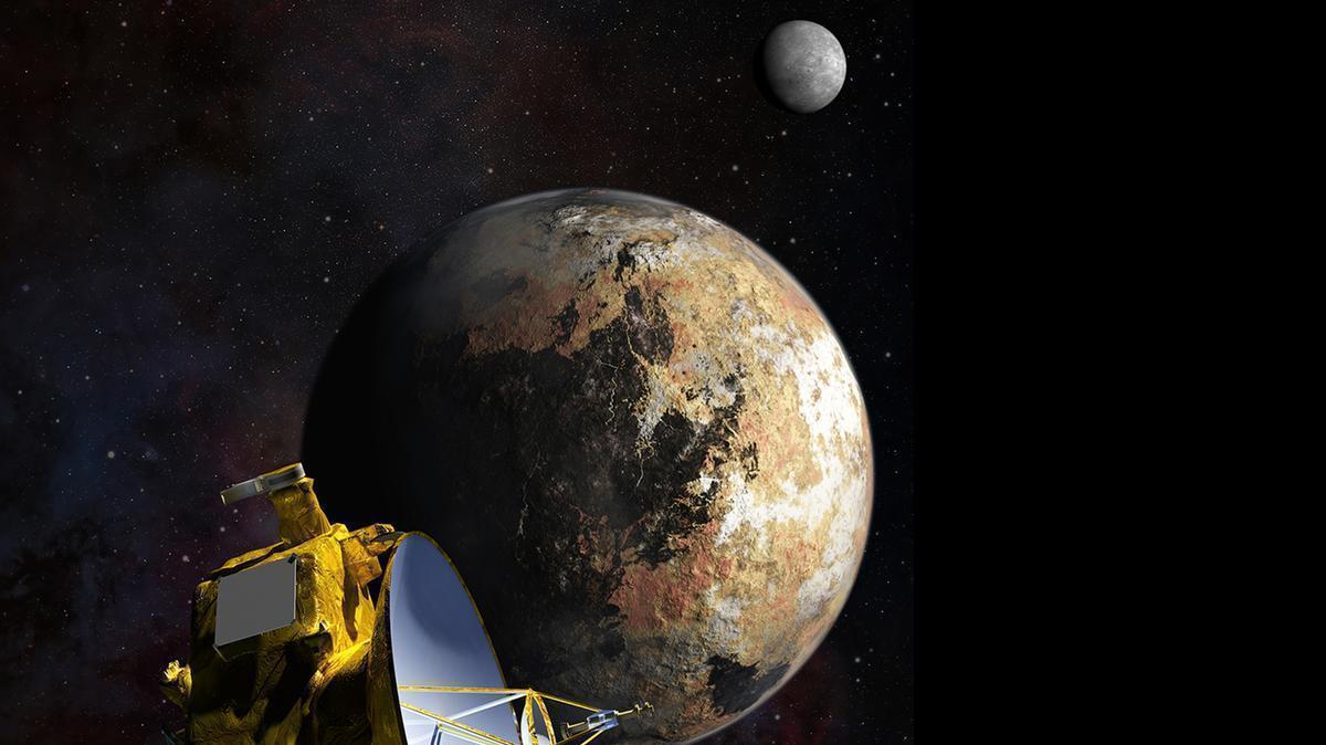 
Artist impression of NASA’s New Horizons spacecraft as it passes Pluto. 
