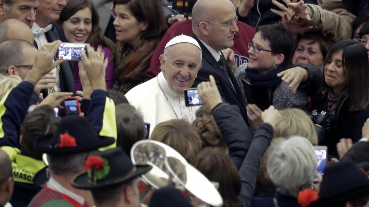 Pope Francis arrives for his weekly general audience, in the Pope Paul VI hall, at the Vatican, Wednesday, Dec. 7, 2016.