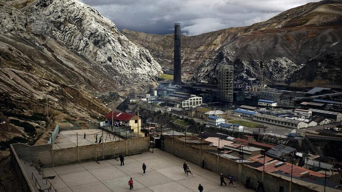 
Children play soccer next to the American-owned smelter Doe Run Peru in La Oroya, Peru, on June 19, 2009. It has been called one of the world’s 10 most polluted places. 
