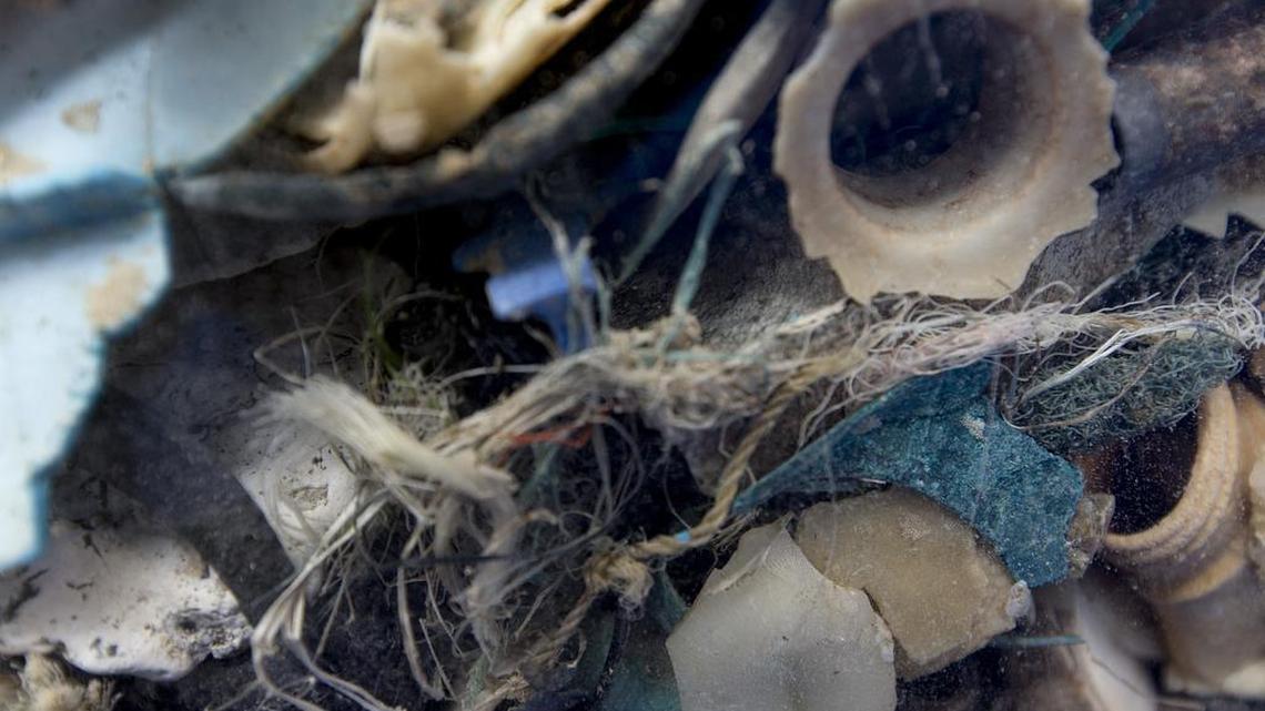 Plastic garbage is displayed prior to a press conference of the Ocean Cleanup foundation in Utrecht, Netherlands, Thursday, May 11, 2017. The foundation aiming to rid the world's oceans of plastic says it will start cleaning up the huge patch of floating junk known as the Great Pacific Garbage Patch within the next 12 months, two years ahead of schedule.