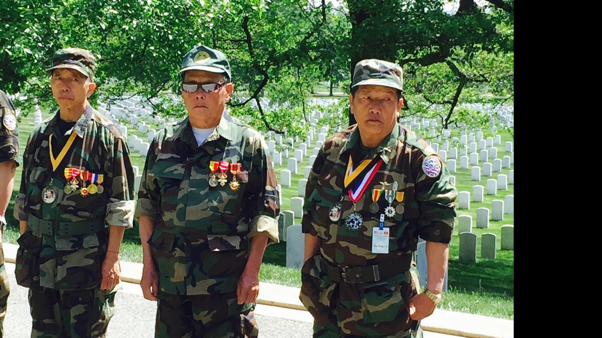 
Dozens of Hmong veterans marched Friday with their U.S. allies at Arlington National Cemetery in Arlington, Va.., to remember a long-ago war in Laos.

