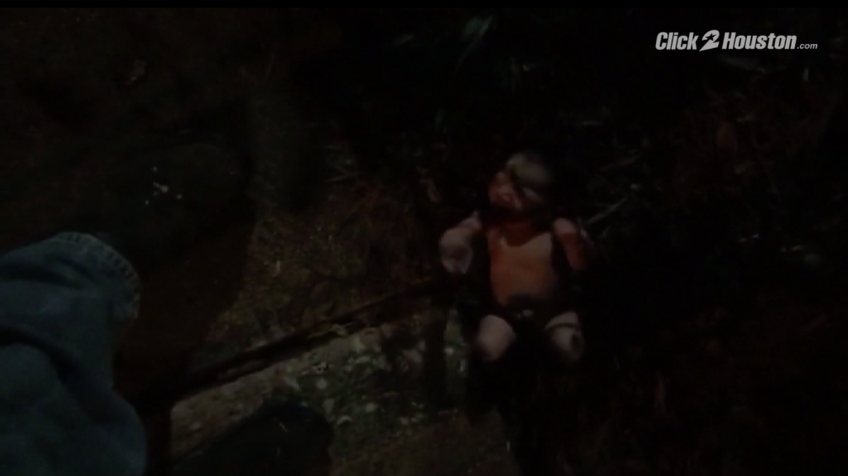 Video shows the moment two men discovered the baby.