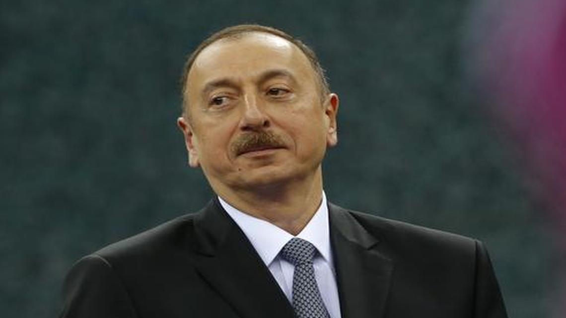 Azerbaijani President Ilham Aliyev attends a medal ceremony at the 2015 European Games in Baku, Azerbaijan, Saturday, June 13, 2015. According to a massive leak of data from an international law firm, Azerbaijan’s first family and their political allies used a foundation and several companies in Panama to secretly control one of the country’s largest commercial conglomerates and a gold mine.