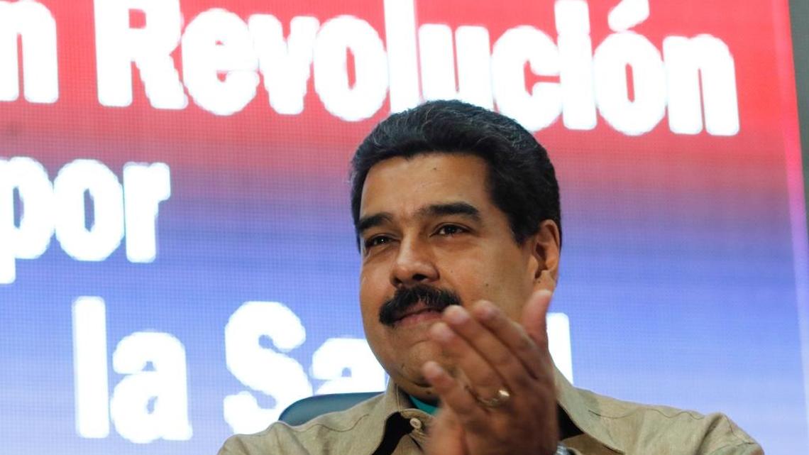 Venezuelan President Nicolás Maduro during a government meeting Tuesday in Caracas. He pledged to remain tougher than ever in the face of an effort to recall him.