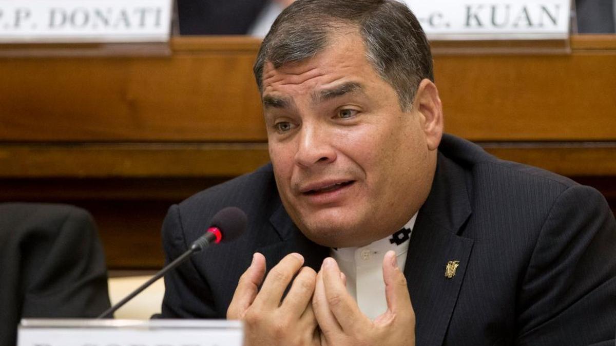 Ecuador's President Rafael Correa attends a conference organized by the Pontifical Academy of Social Sciences, at the Vatican Friday, April 15, 2016.