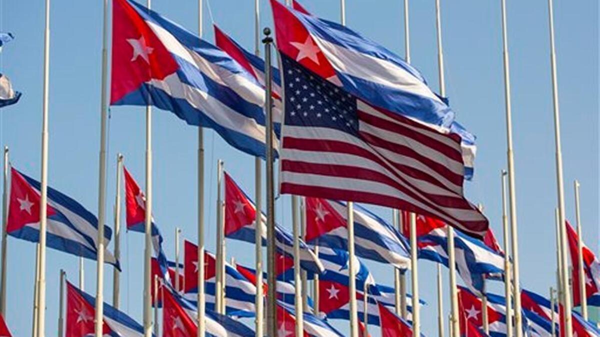 A U.S. flag flies alone outside the U.S. embassy in Havana on New Year’s Day, which Cuba celebrates as Revolution Day. This past Jan. 1 marked the 58th anniversary of the Castro-led revolution.