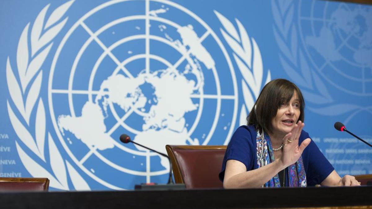 Marie-Paule Kieny, Assistant Director-General, Health Systems and Innovation, of World Health Organization, WHO, speaks during a press conference at the European headquarters of the United Nations, in Geneva, Switzerland, on Friday, Feb. 12, 2016.