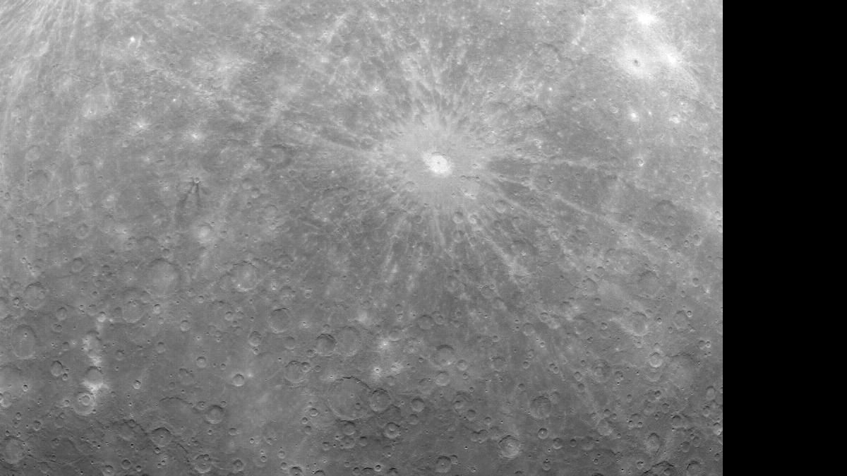 
This March 29, 2011 photo provided by NASA shows the first image from the Messenger spacecraft in orbit around the planet Mercury. 
