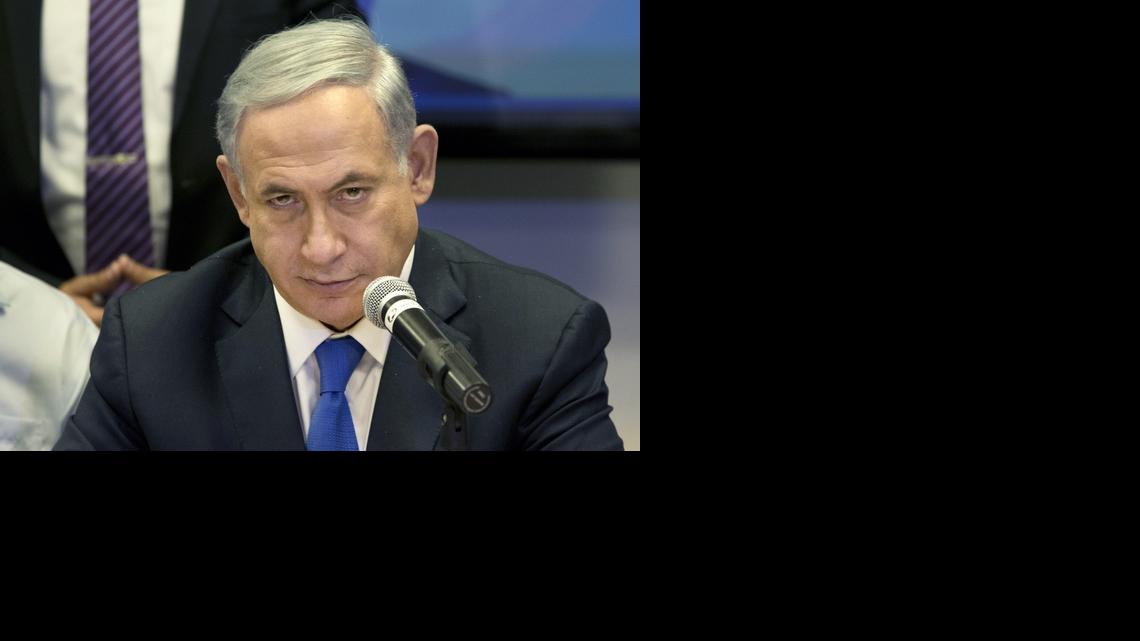 
Israeli Prime Minister Benjamin Netanyahu attends a Likud party meeting in Or Yehuda near Tel Aviv, Israel, Monday, March 16, 2015 a day ahead of legislative elections. Netanyahu is seeking his fourth term as prime minister. 
