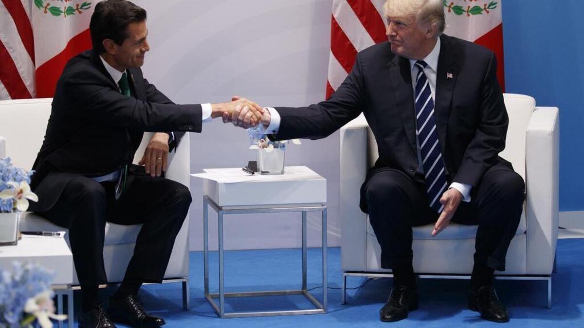 President Donald Trump meets with Mexican President Enrique Pena Nieto at the G20 Summit, Friday, July 7, 2017, in Hamburg.