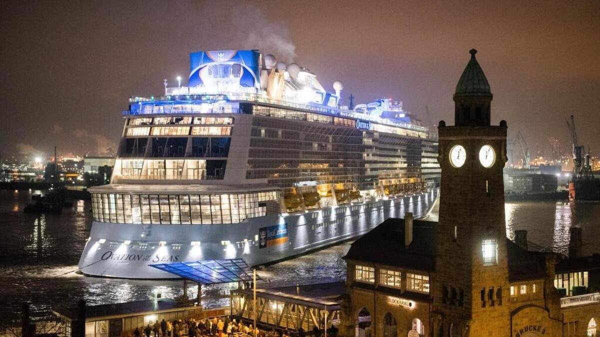 A British tourist said she tried to swim out to a passing ship from an area by the seaside airport in Portugal’s Madeira Islands. She thought her husband might have been on board. In this photo, the cruise ship Ovation of the Seas arrives in in Hamburg, Germany.