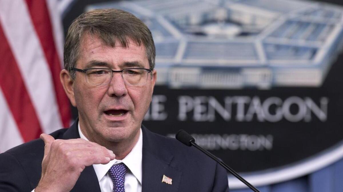 Defense Secretary Ash Carter speaks to reporters at the Pentagon on Dec. 11, 2015. Carter said Saturday, Dec. 19, 2015, that he hopes “Iraqis will understand that this is a reflection of things that happen in combat ... but it’s also a reflection of how closely we are working.”