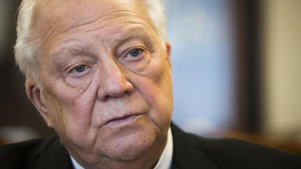 Vitaly Smirnov, a former IOC member from Russia who runs a government-backed doping commission, listens to a question during an interview to the Associated Press in Yakhroma, Russia, on Wednesday, Nov. 16, 2016. Brought out of retirement by President Vladimir Putin, the 81-year-old Smirnov is Russia’s chief doping troubleshooter. The former Soviet minister has been enlisted to draw up Russia’s future strategy on doping and to use his contacts from five decades in Olympic politics to lobby for Russian interests and play down the seriousness of the accusations of state-sponsored cheating.