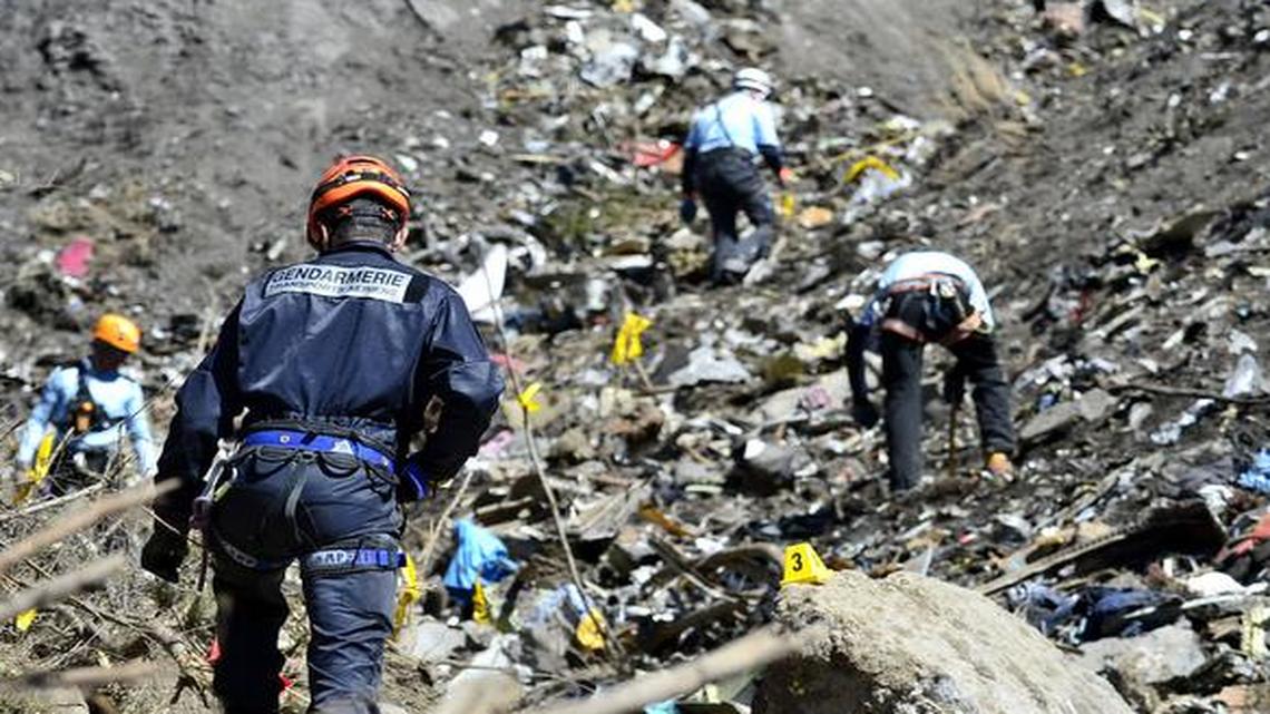 
French emergency rescue services work at the site of the Germanwings jet that crashed on Tuesday, March 24, 2015 near Seyne-les-Alpes, France. 
