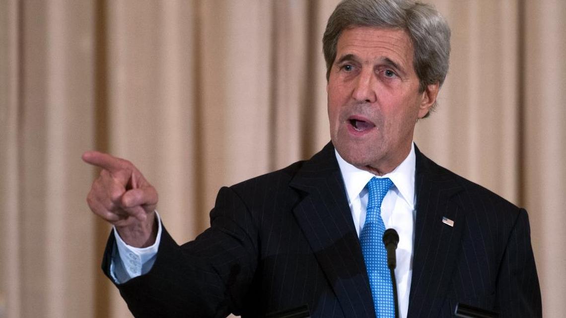 Secretary of State John Kerry delivers remarks at a reception in honor of U.S.-Caribbean-Central American Energy Summit delegates at the State Department in Washington, Tuesday, May 3, 2016.