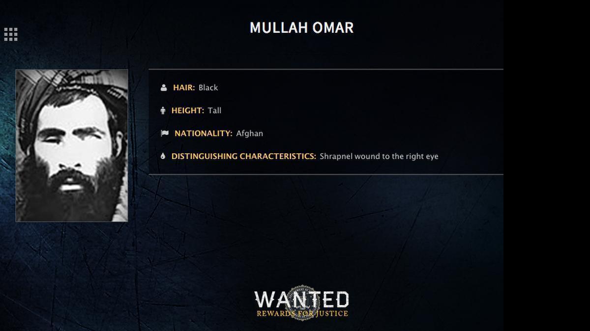 
In this undated image released by the FBI, Mullah Omar is seen in a wanted poster. An Afghan official says his government is examining claims that reclusive Taliban leader Mullah Omar is dead. The Taliban could not be immediately reached for comment on the government’s comments about Omar, who has been declared dead many times before.

